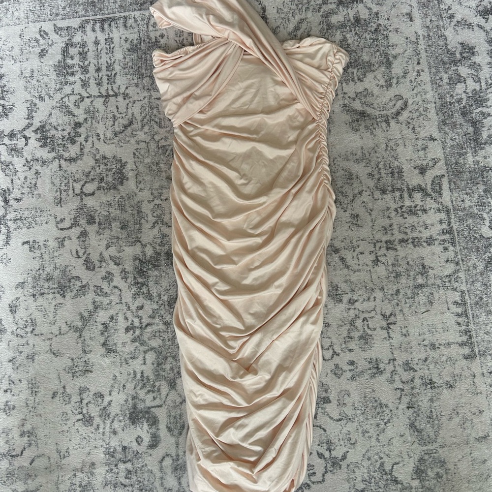 Cream Asymmetrical One Shoulder Cocktail Dress